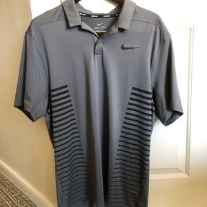 NIKE golf grey striped dri-fit polo size XL